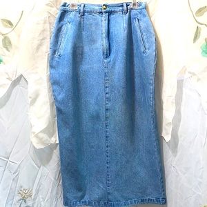 CAMBRIDGE COUNTRY DENIM BLUE MAXI SKIRT SZ 10